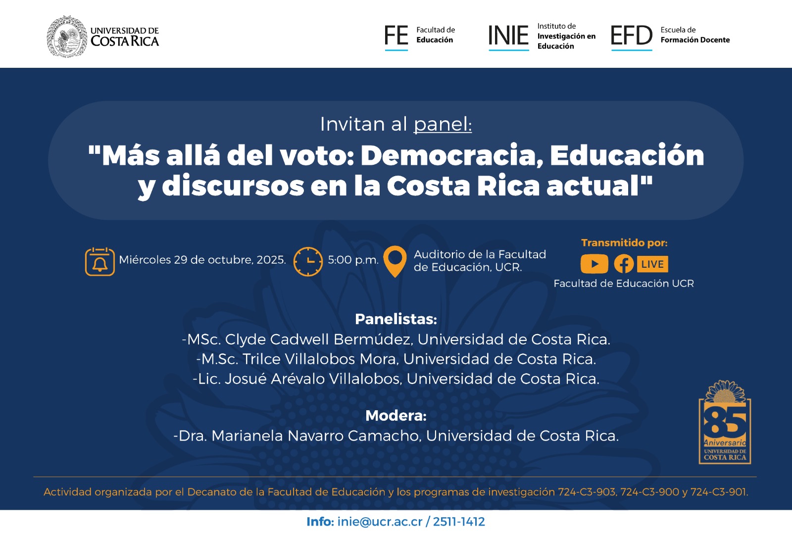 Panel: “Más allá del voto: Democracia, Educación y discursos en la Costa Rica actual”