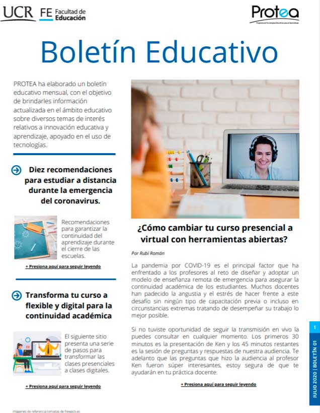 Boletín Educativo Protea: innovación educativa con tecnologías