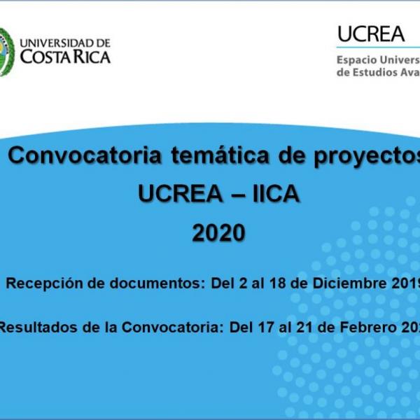Convocatoria temática de proyectos UCREA – IICA 2020