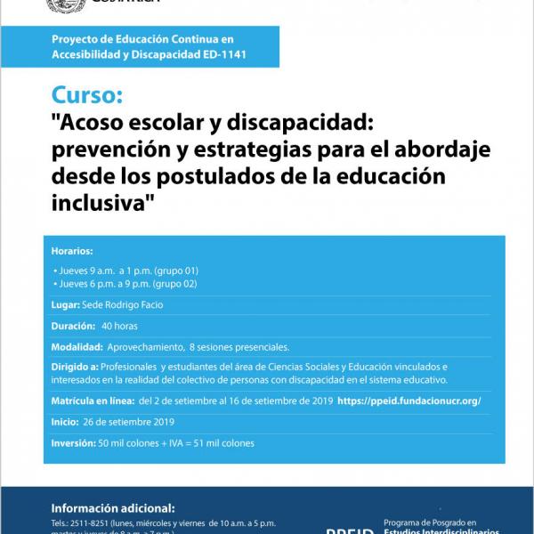 Curso:Acoso escolar y discapacidad: prevención y estrategias para el abordaje desde los postulados de la educación inclusiva