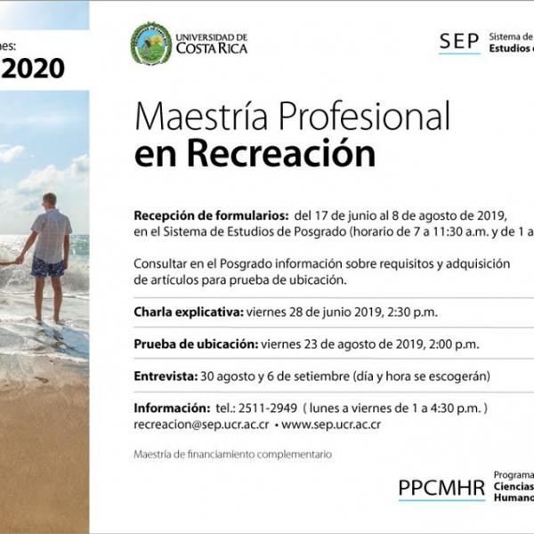 Inscripción: Maestría Profesional en Recreación
