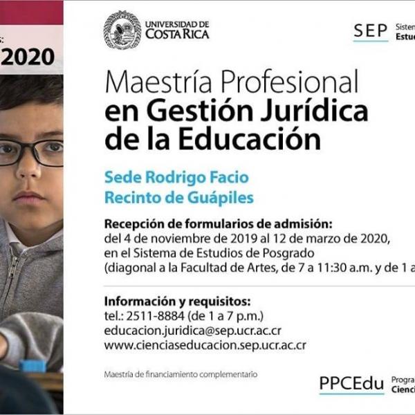 Maestría profesional en Gestión Jurídica de la Educación