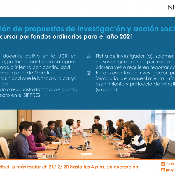 Recepción de nuevas propuestas para proyectos de investigación y acción social 2021 INIE