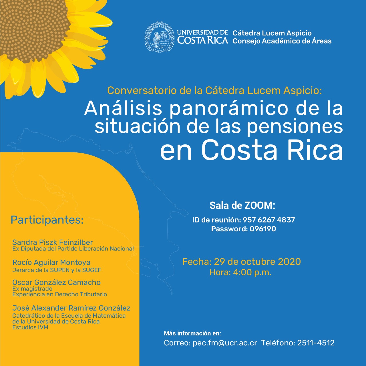 Conversatorio Cátedra Lucem Aspicio: Análisis panorámico de la situación de las pensiones en C.R.