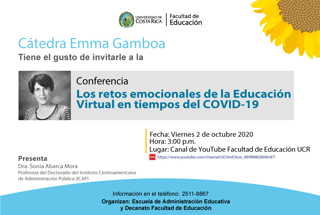 Cátedra Emma Gamboa: Conferencia "Los retos emocionales de la educación virtual en tiempos de COVID-19"