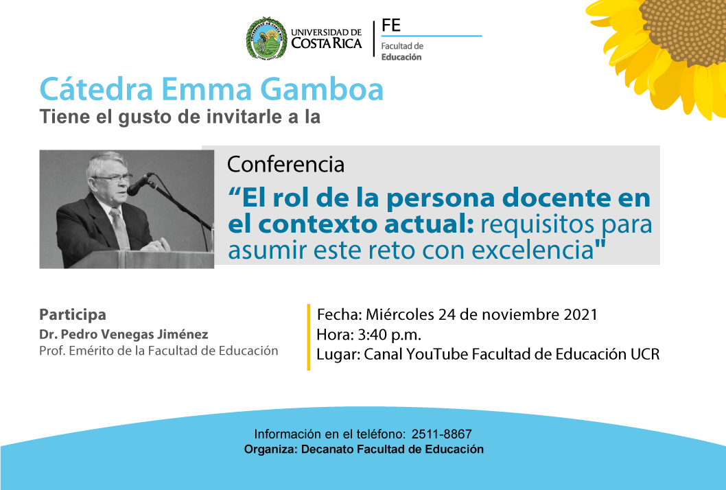 Conferencia "El rol de la persona docente en el contexto actual: Requisitos para asumir este reto con excelencia"