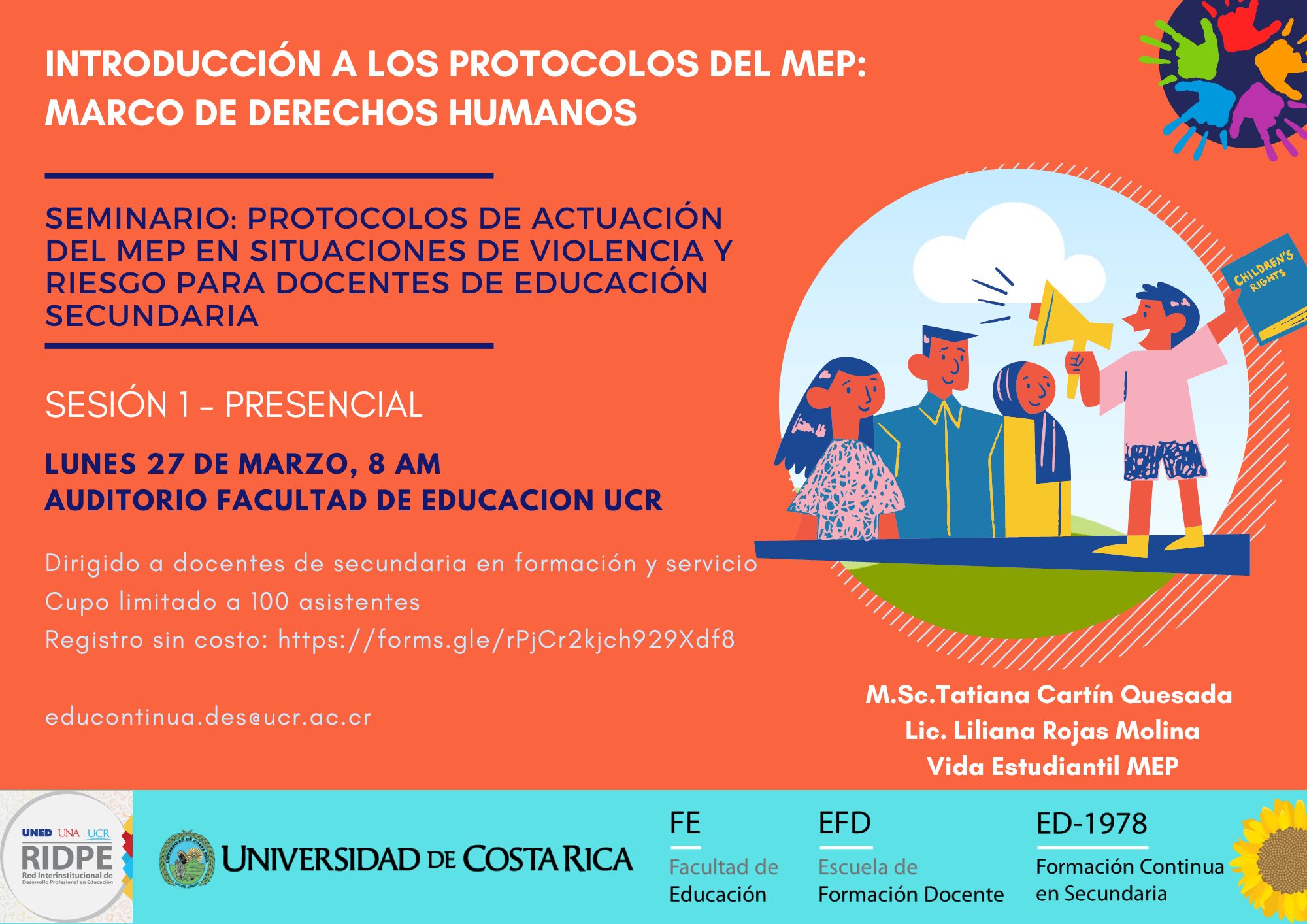 Seminario: Protocolos de actuación del MEP en situaciones de violencia y riesgo para docentes de educación secundaria.