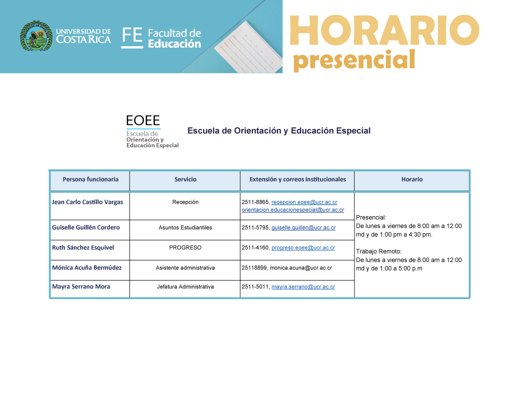 Horarios EOEE