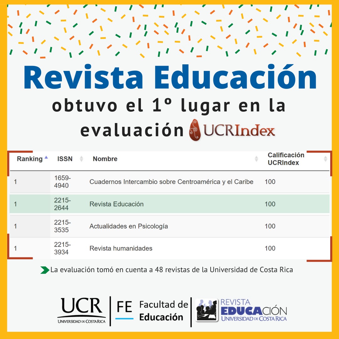 Revista Educación en primer lugar del Ranking UCR Índex