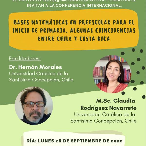 Conferencia internacional: Bases matemáticas en preescolar para el inicio de primaria. Algunas coincidencias entre Chile y Costa Rica